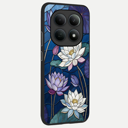  Purple Lotus Stained back cover For Poco M8 Pro slim fit glass case with vibrant aesthetic design