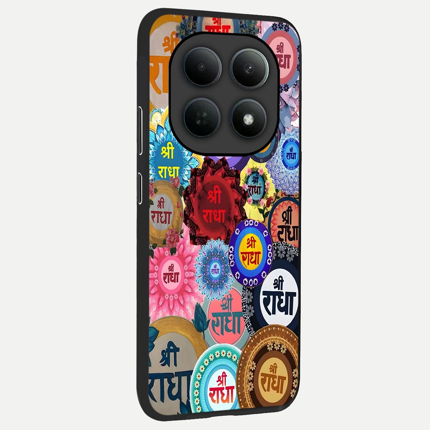  Radha Divine Bloom back cover For Poco M8 Pro slim fit glass case with vibrant aesthetic design