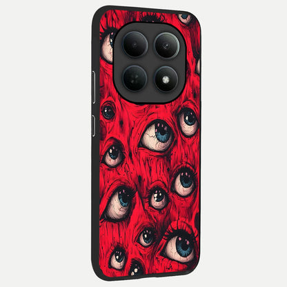 Red Eyes Pattern back cover For Poco M8 Pro slim fit glass case with vibrant aesthetic design