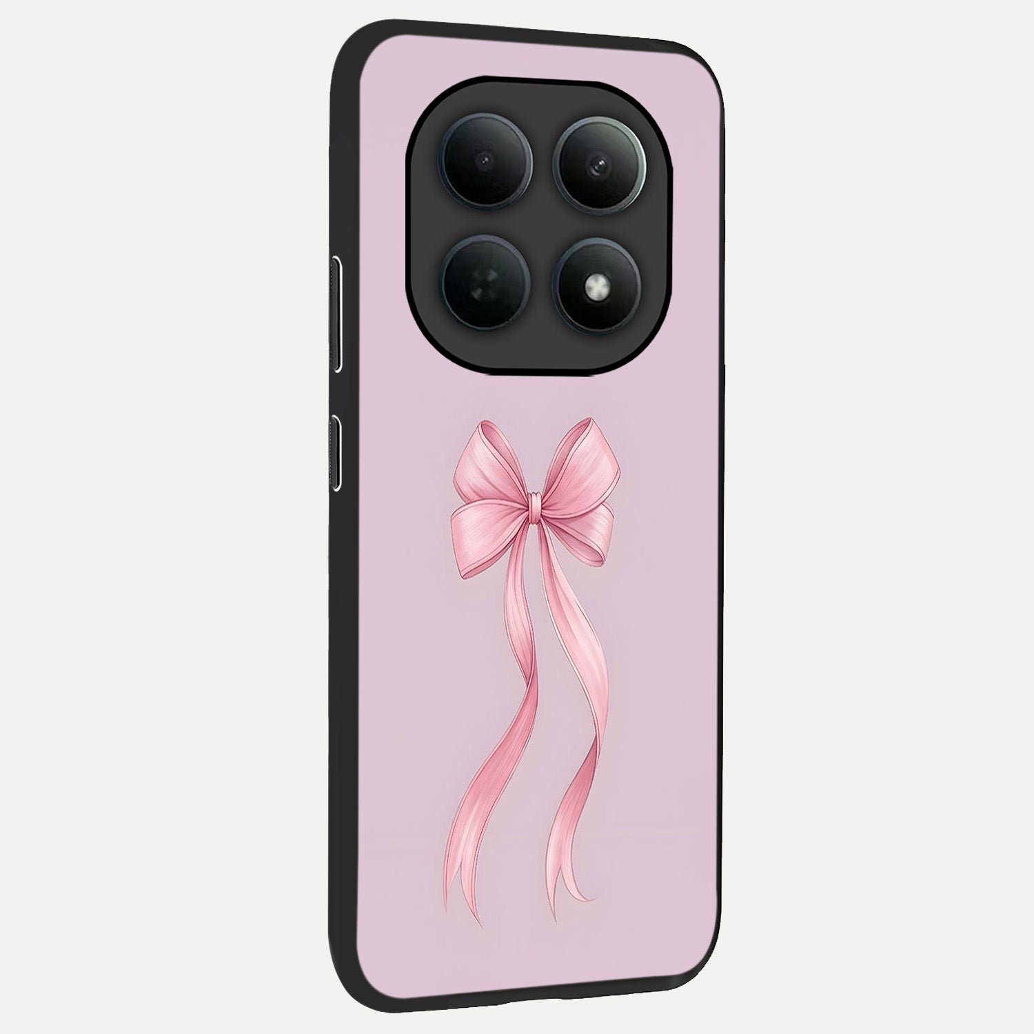  Soft Blush Bow back cover For Poco M8 Pro slim fit glass case with vibrant aesthetic design
