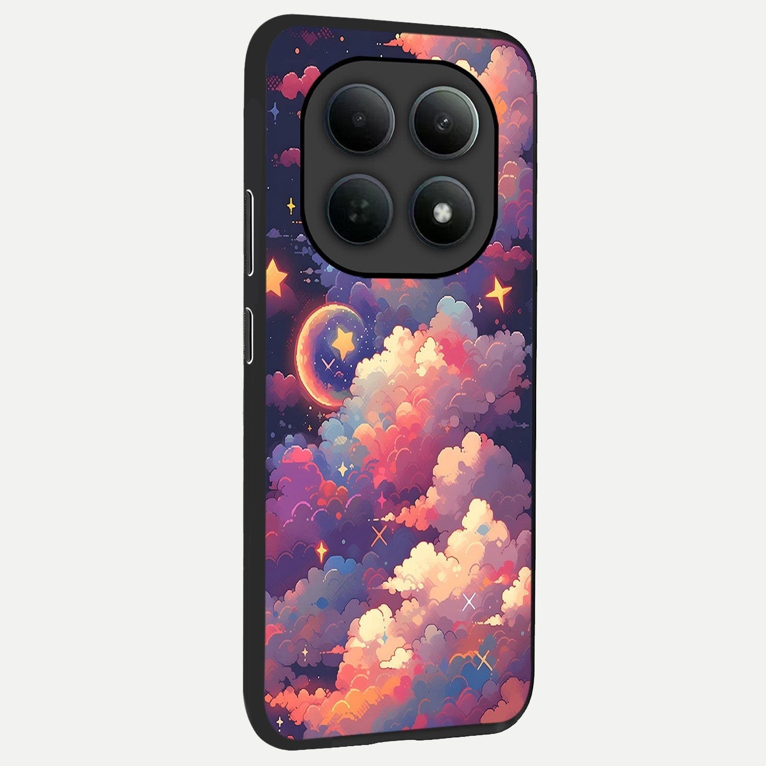  Starlit Dream Clouds back cover For Poco M8 Pro slim fit glass case with vibrant aesthetic design