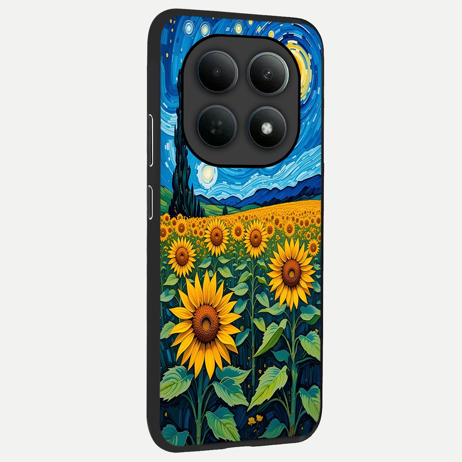  Starry Sunflower Dreams back cover For Poco M8 Pro slim fit glass case with vibrant aesthetic design