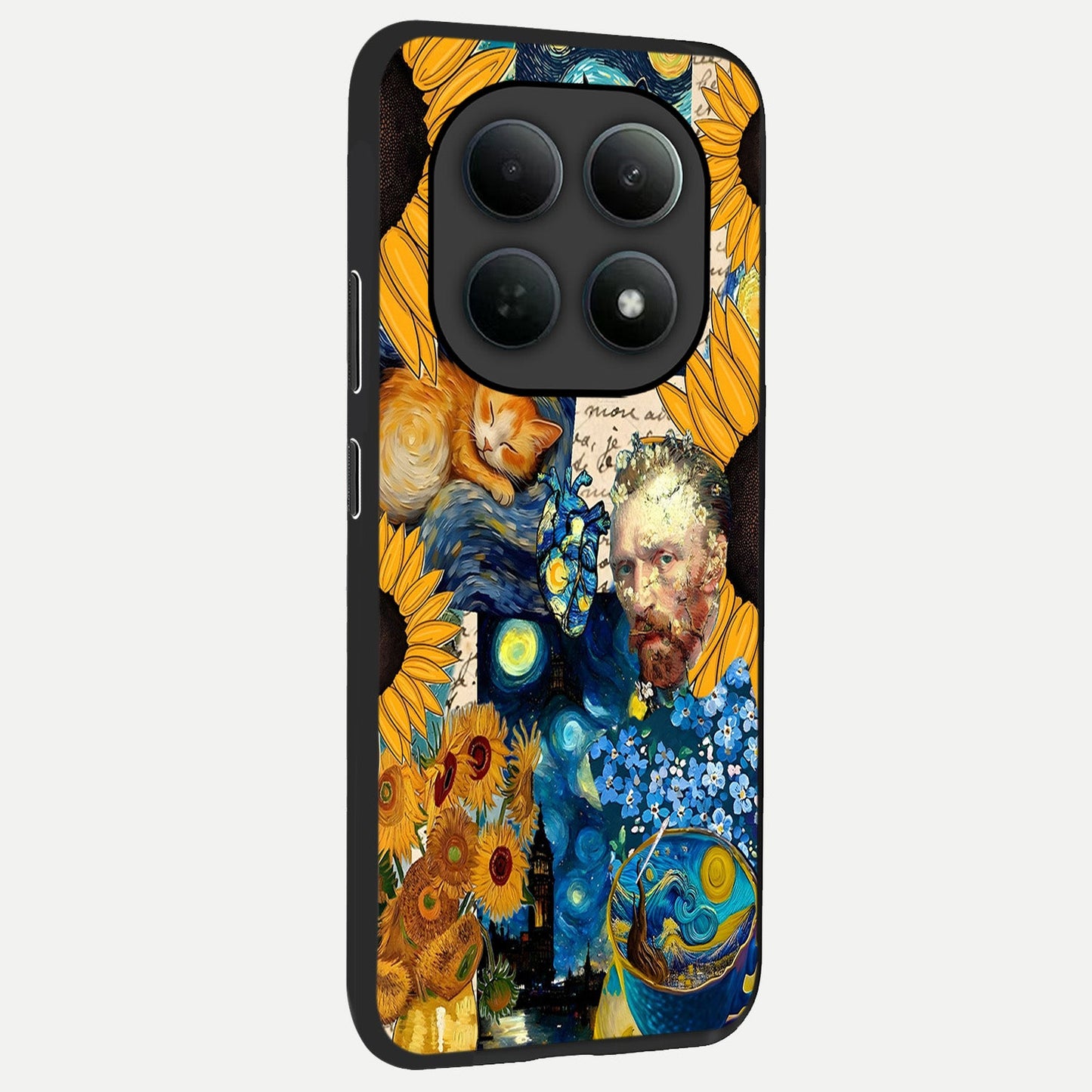  Sunflower Chic Mood Custom Name back cover For Poco M8 Pro slim fit glass case with vibrant aesthetic design