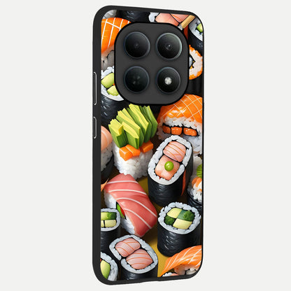  Sushi Food Pattern back cover For Poco M8 Pro slim fit glass case with vibrant aesthetic design