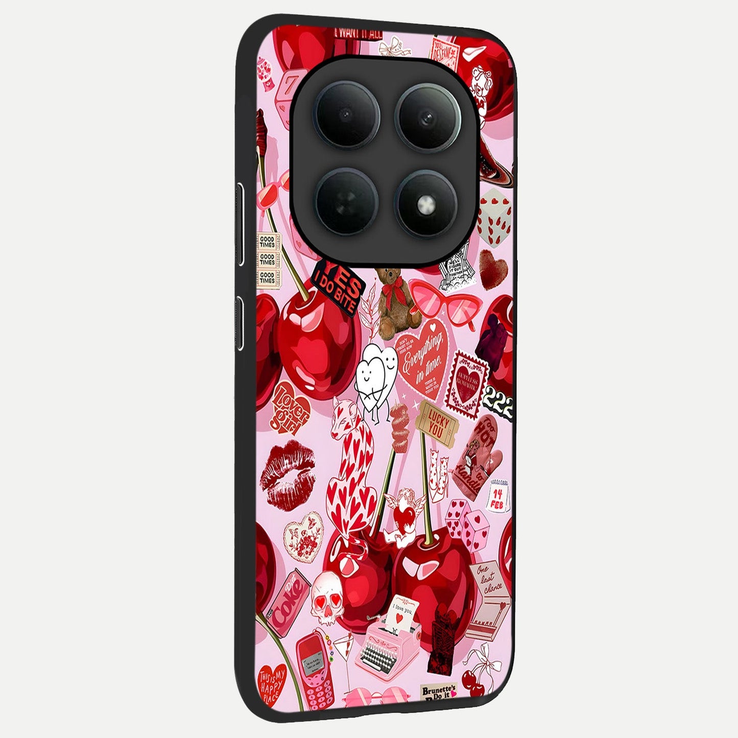  Sweet Cherry Chaos back cover For Poco M8 Pro slim fit glass case with vibrant aesthetic design