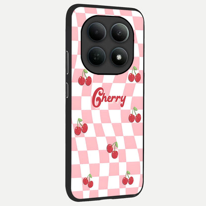  Sweet Cherry Vibes back cover For Poco M8 Pro slim fit glass case with vibrant aesthetic design