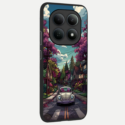  Vintage Street Drive back cover For Poco M8 Pro slim fit glass case with vibrant aesthetic design
