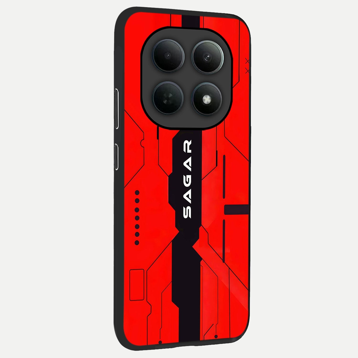  Voltage Rise CYBERPUNK Custom Name back cover For Poco M8 Pro slim fit personalized glass case with bold cyberpunk design