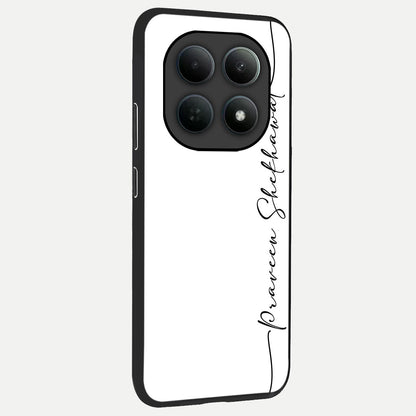  White Tune Custom Name back cover For Poco M8 Pro slim fit personalized glass case with aesthetic design