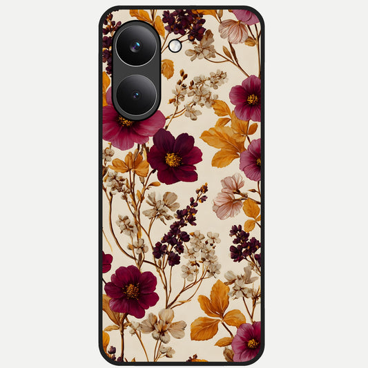  Autumn Wine Bloom Glass Case For Poco X8 Pro back cover – full design glossy printed glass finish