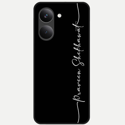  Black Tune Custom Name Glass Case For Poco X8 Pro back cover – full design glossy printed glass finish
