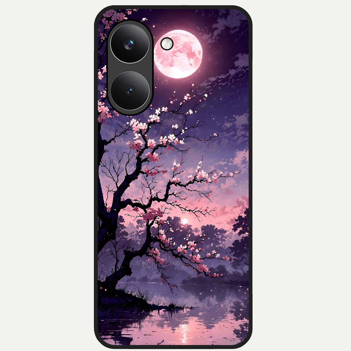  Blossom Pink Moon Glass Case For Poco X8 Pro back cover – full design glossy printed glass finish