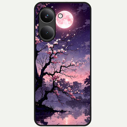  Blossom Pink Moon Glass Case For Poco X8 Pro back cover – full design glossy printed glass finish