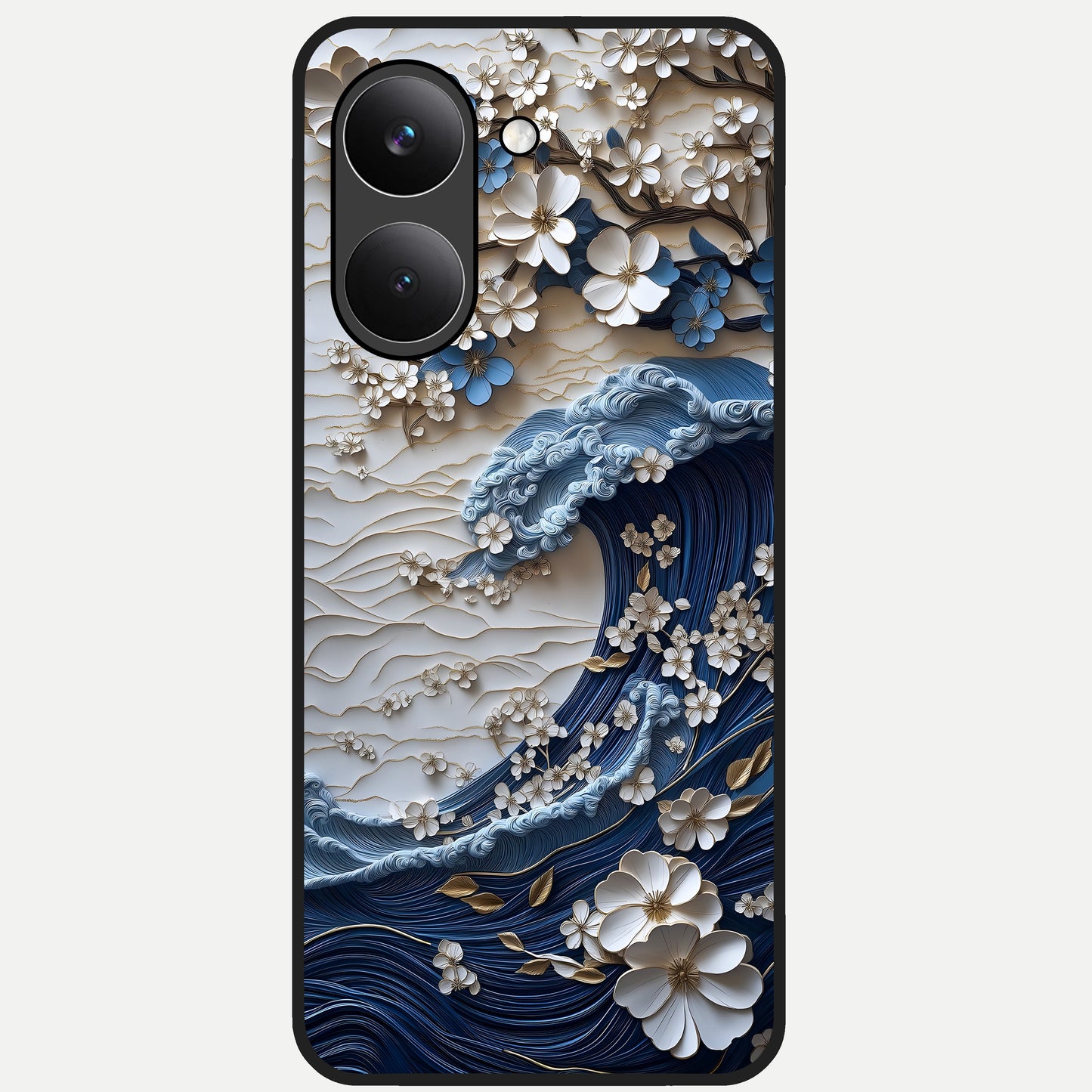  Blossom Wave Art Glass Case For Poco X8 Pro back cover – full design glossy printed glass finish
