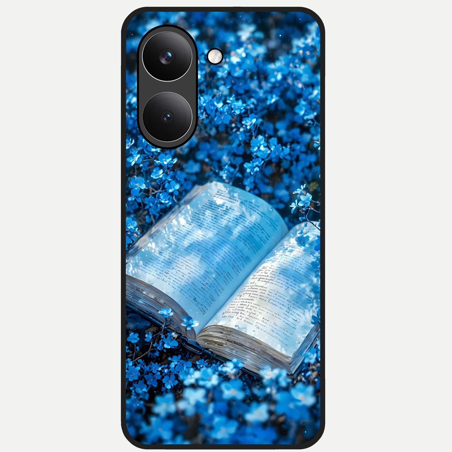  Blue Bloom Tales Glass Case For Poco X8 Pro back cover – full design glossy printed glass finish