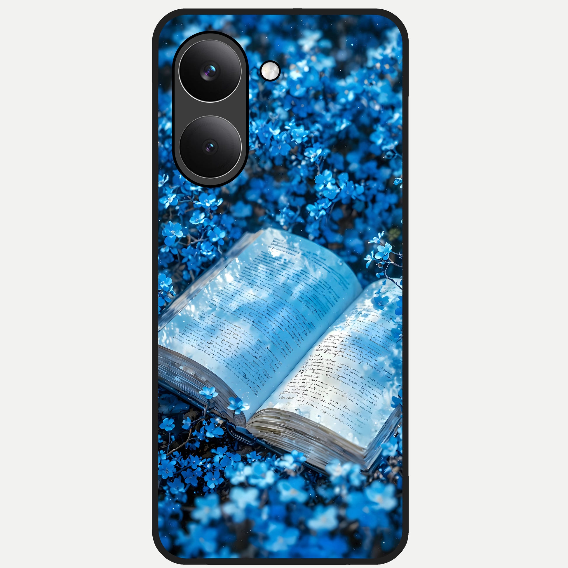  Blue Bloom Tales Glass Case For Poco X8 Pro back cover – full design glossy printed glass finish