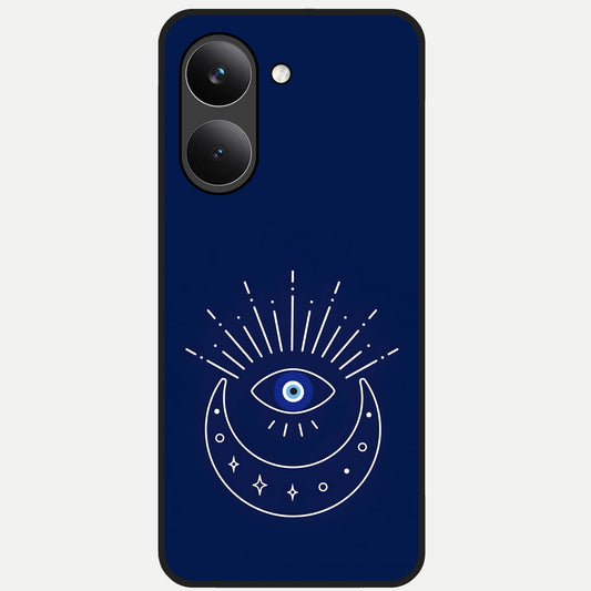  Blue Evil Eye Glass Case For Poco X8 Pro back cover – full design glossy printed glass finish