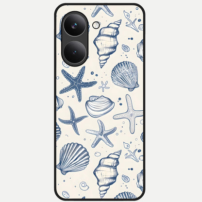  Blue Ocean Outline Glass Case For Poco X8 Pro back cover – full design glossy printed glass finish
