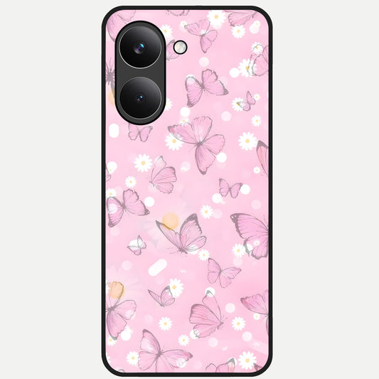  Blush Butterfly Garden Glass Case For Poco X8 Pro back cover – full design glossy printed glass finish