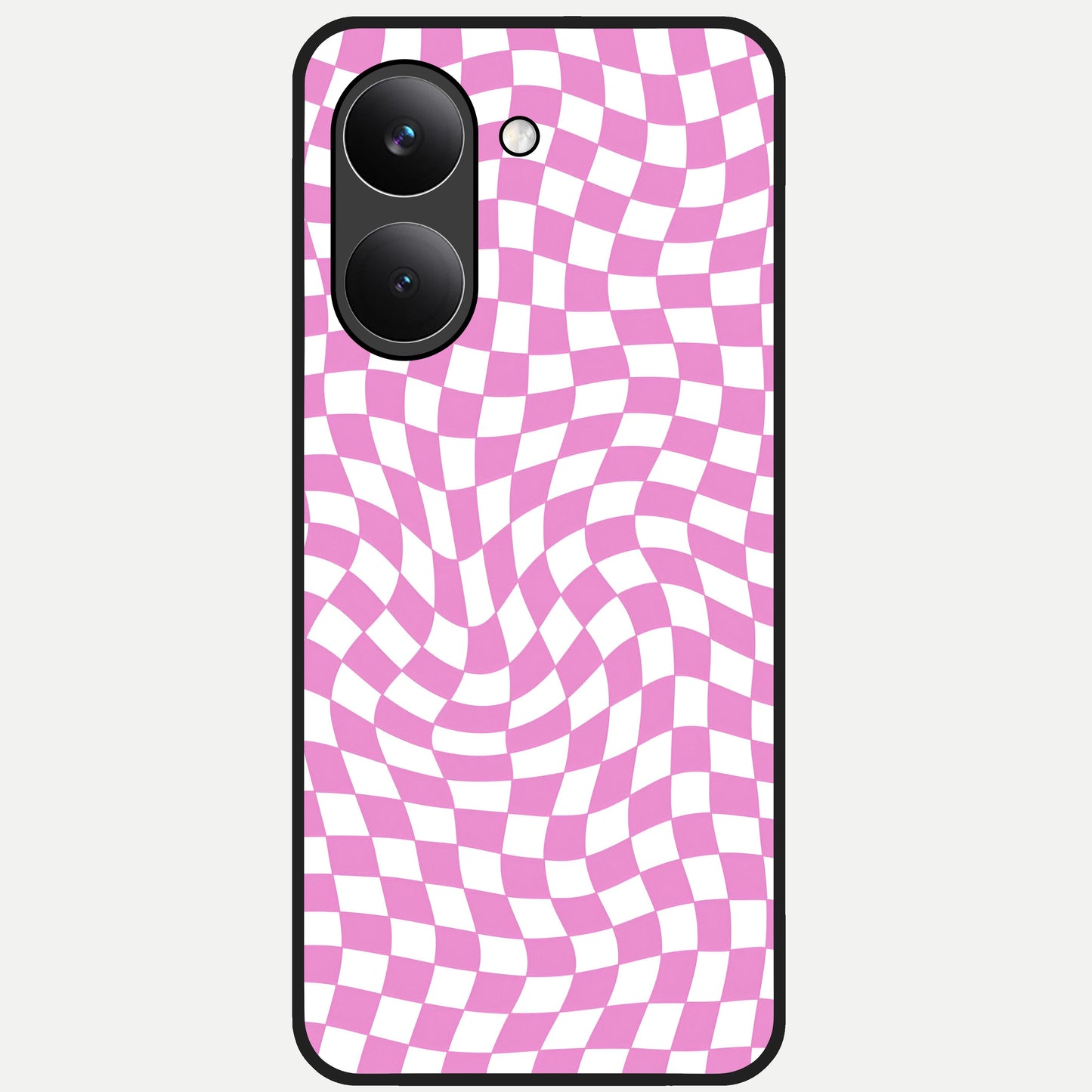  Bubblegum Check Wave Glass Case For Poco X8 Pro back cover – full design glossy printed glass finish