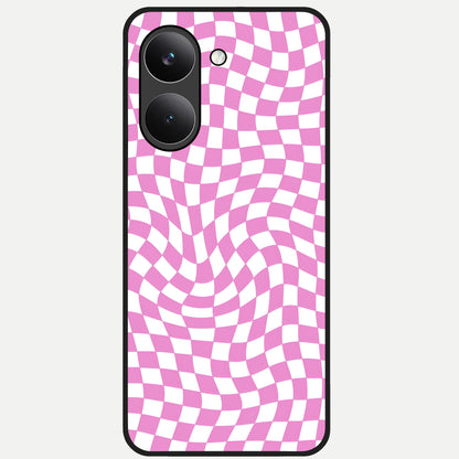  Bubblegum Check Wave Glass Case For Poco X8 Pro back cover – full design glossy printed glass finish