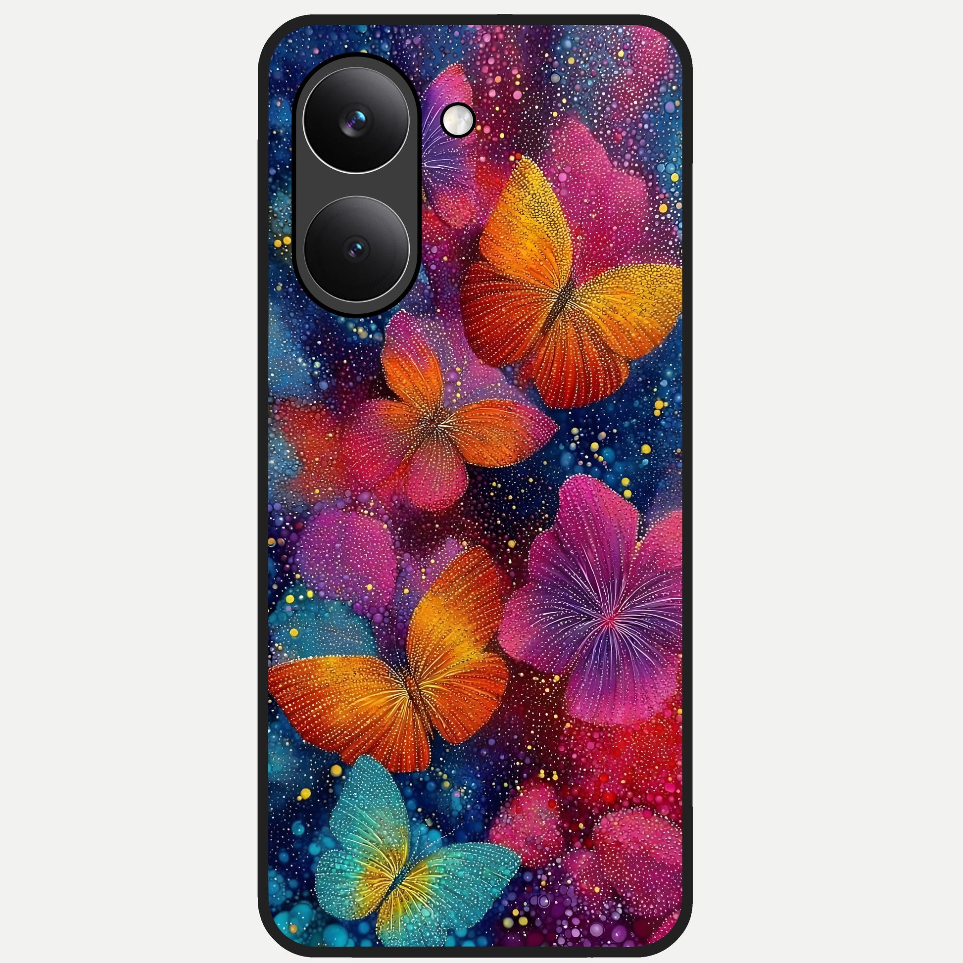  Butterfly Dream Mist Glass Case For Poco X8 Pro back cover – full design glossy printed glass finish