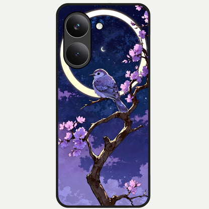  Celestial Bird Blossom Glass Case For Poco X8 Pro back cover – full design glossy printed glass finish