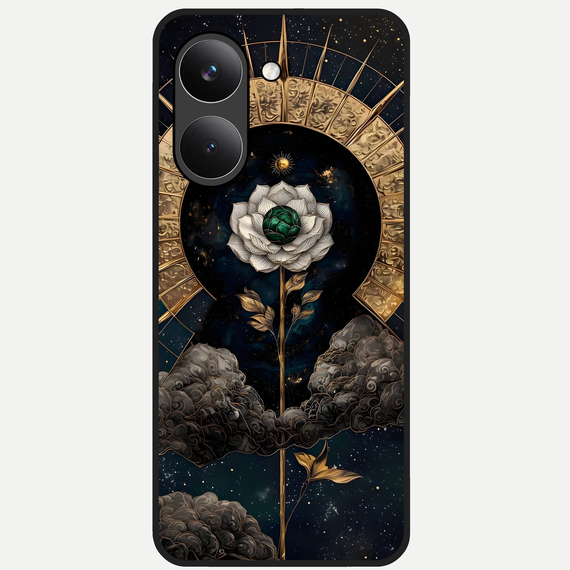  Celestial Lotus Morang Glass Case For Poco X8 Pro back cover – full design glossy printed glass finish