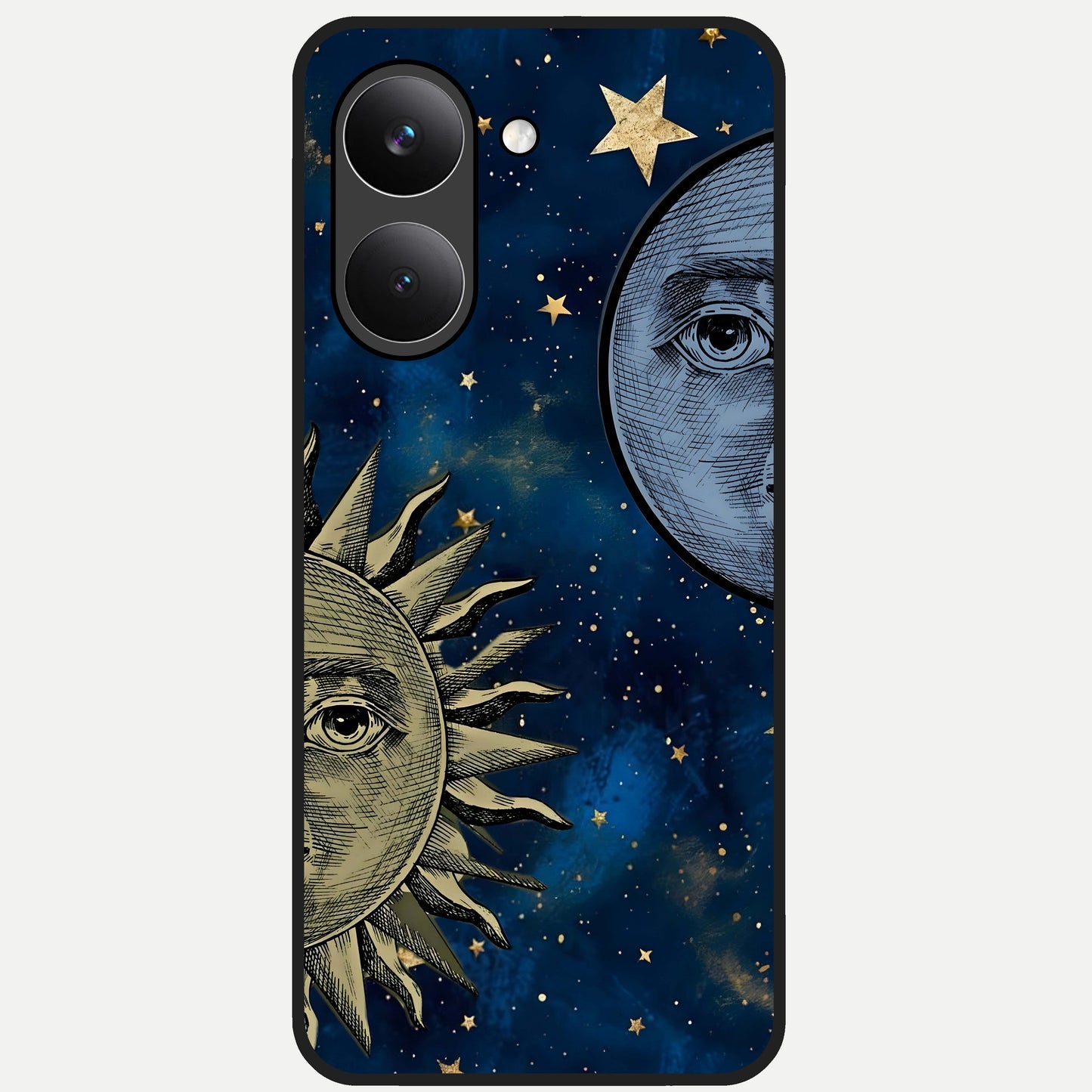  Celestial Moon With Sun Glass Case For Poco X8 Pro back cover – full design glossy printed glass finish