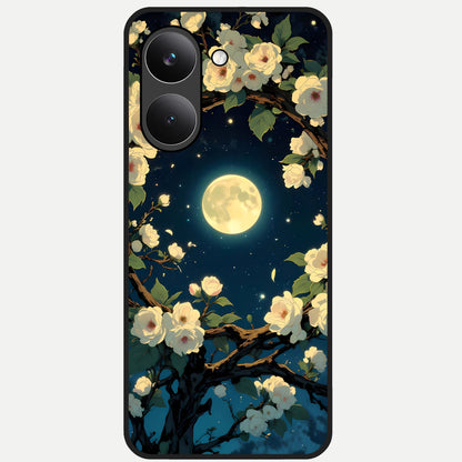  Celestial Moon And Flower Glass Case For Poco X8 Pro back cover – full design glossy printed glass finish