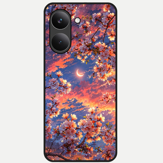  Celestial Sakura Sunset Glass Case For Poco X8 Pro back cover – full design glossy printed glass finish