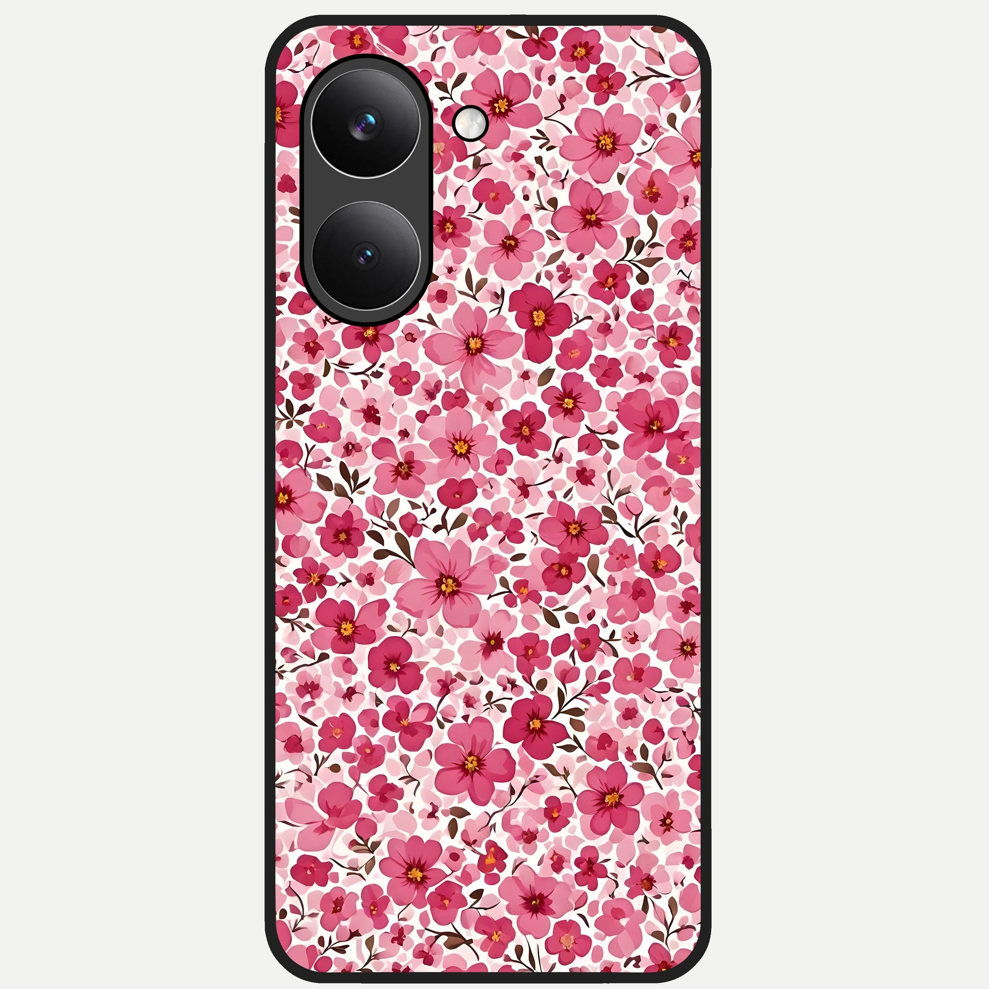  Cherry Blossom Charm Glass Case For Poco X8 Pro back cover – full design glossy printed glass finish