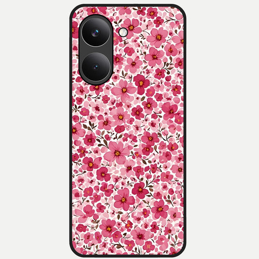 Cherry Blossom Charm Glass Case For Poco X8 Pro back cover – full design glossy printed glass finish