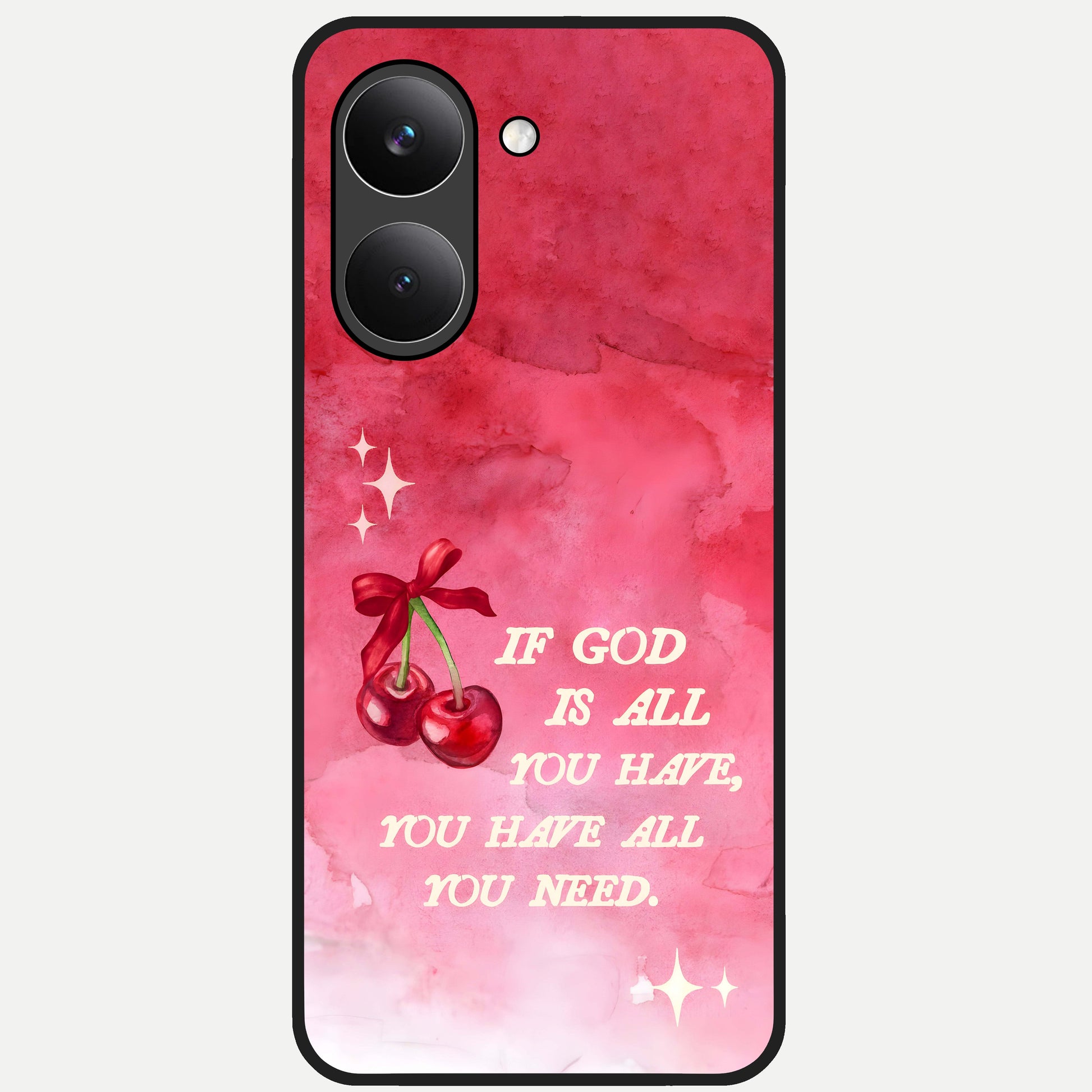  Cherry Quote Glass Case For Poco X8 Pro back cover – full design glossy printed glass finish