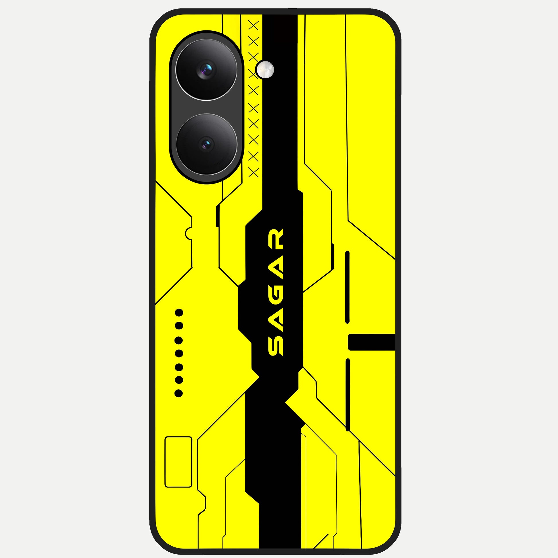  Circuit CYBERPUNK Custom Name Glass Case For Poco X8 Pro back cover – full design glossy printed glass finish