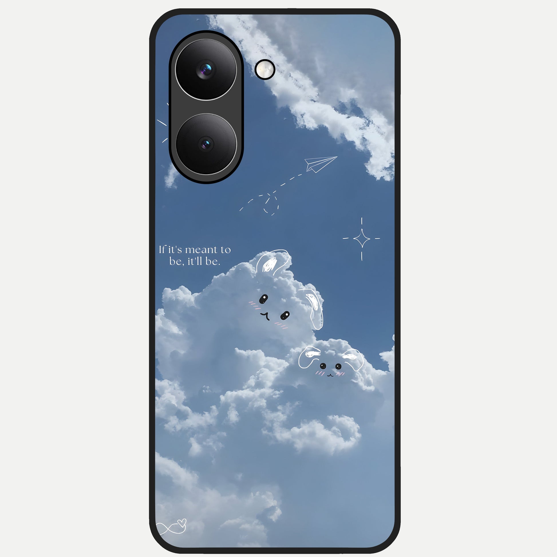  Cloud Bunny Dreams Glass Case For Poco X8 Pro back cover – full design glossy printed glass finish