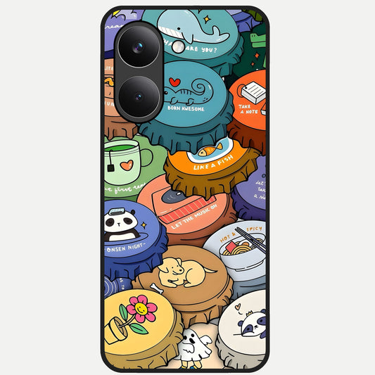  Coins Patterns Glass Case For Poco X8 Pro back cover – full design glossy printed glass finish
