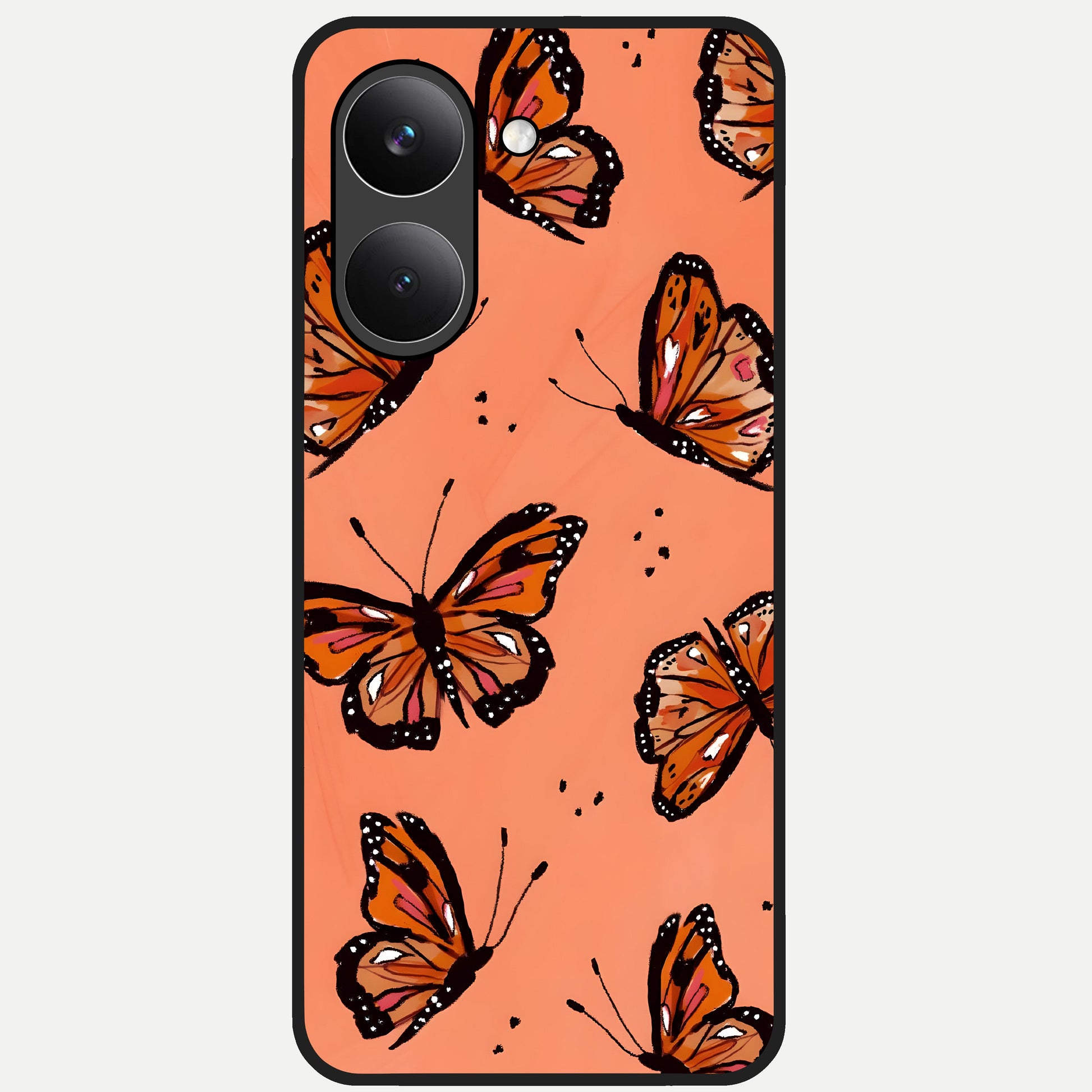  Coral Wing Butterfly Glass Case For Poco X8 Pro back cover – full design glossy printed glass finish