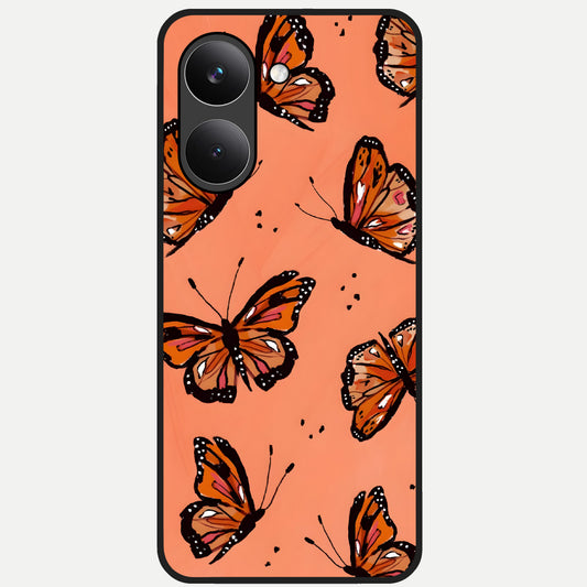  Coral Wing Butterfly Glass Case For Poco X8 Pro back cover – full design glossy printed glass finish