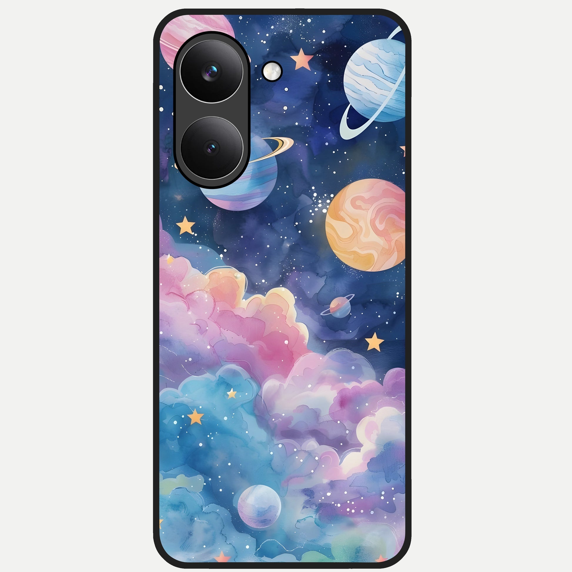  Cosmic Planet Dreams Glass Case For Poco X8 Pro back cover – full design glossy printed glass finish