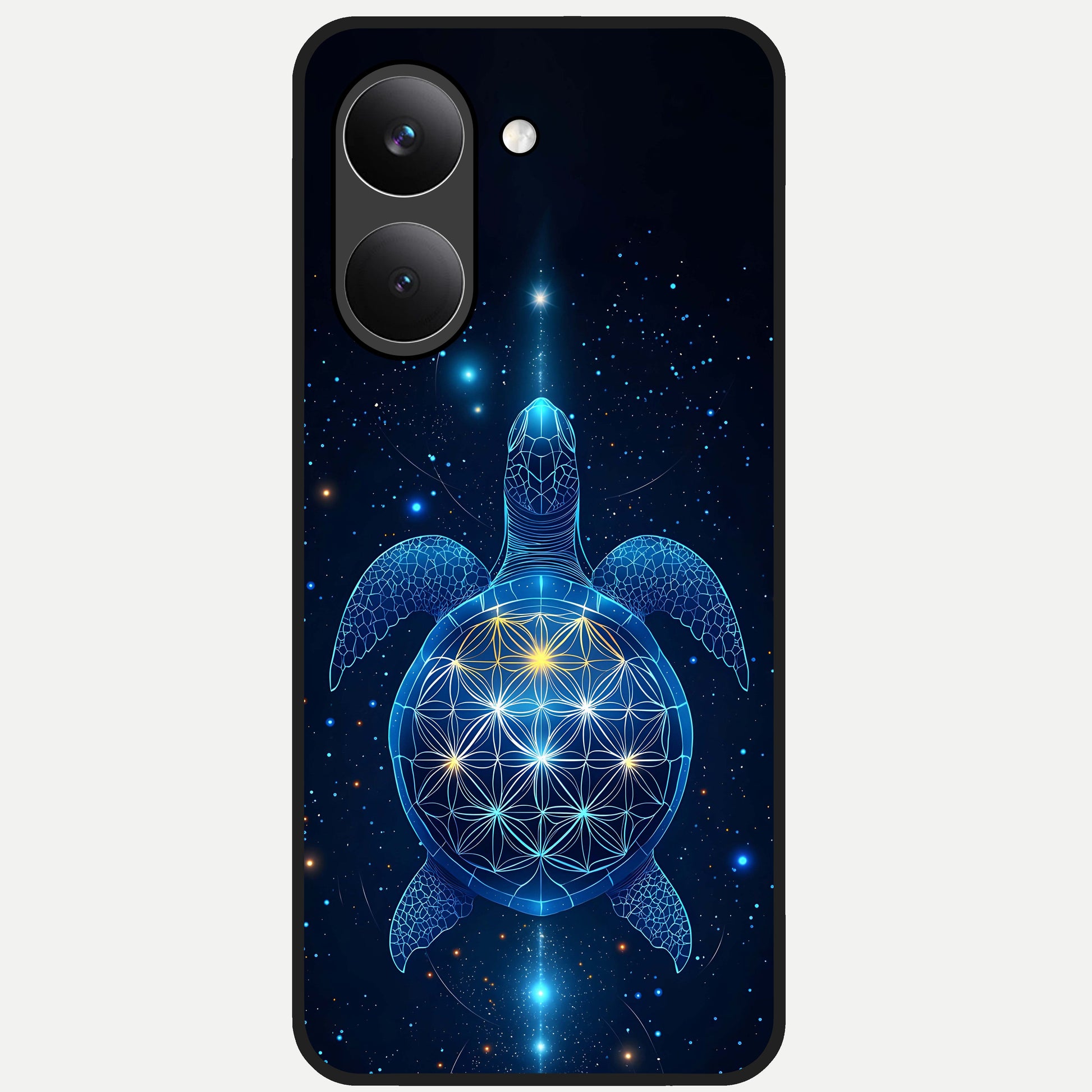  Crimson Blue Turtle Glass Case For Poco X8 Pro back cover – full design glossy printed glass finish