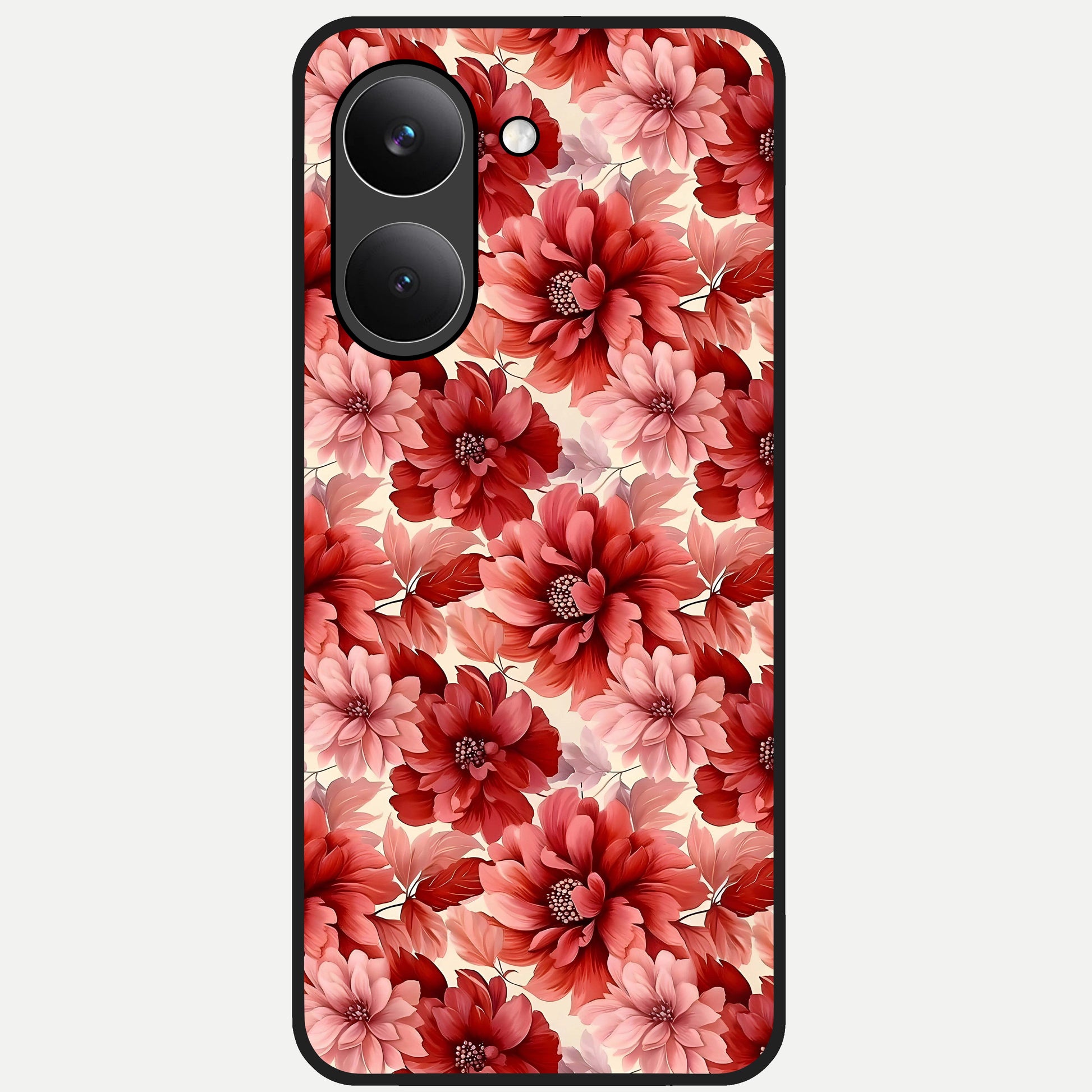 Crimson Love Petals Glass Case For Poco X8 Pro back cover – full design glossy printed glass finish