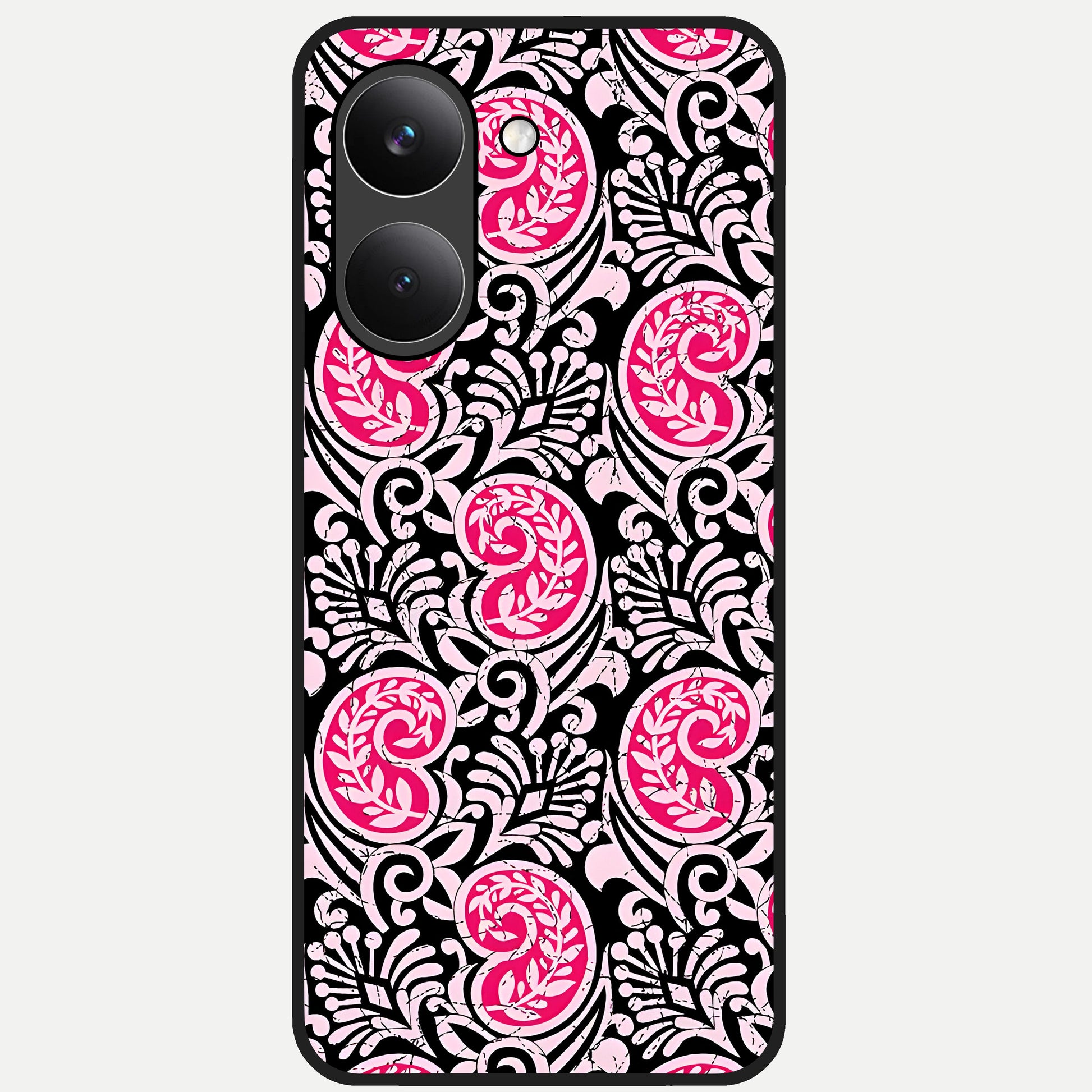  Crimson Paisley Charm Glass Case For Poco X8 Pro back cover – full design glossy printed glass finish