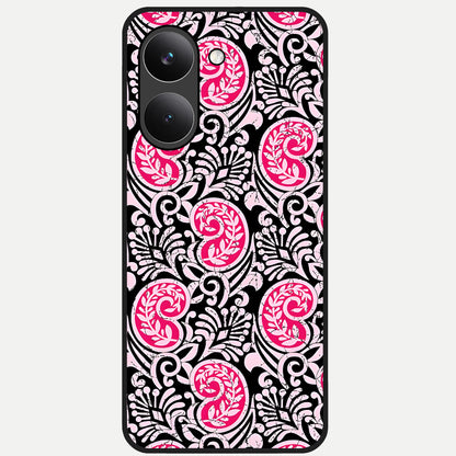  Crimson Paisley Charm Glass Case For Poco X8 Pro back cover – full design glossy printed glass finish