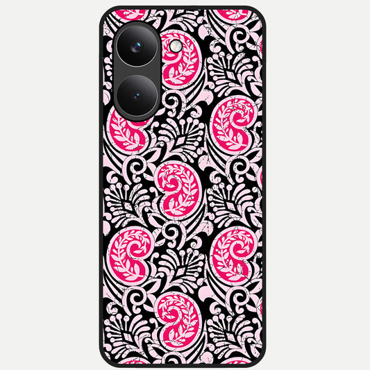  Crimson Paisley Charm Glass Case For Poco X8 Pro back cover – full design glossy printed glass finish