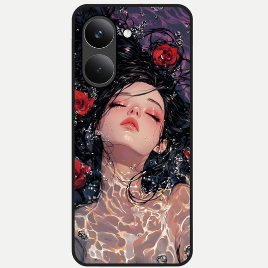  Crimson Rose Serenity Glass Case For Poco X8 Pro back cover – full design glossy printed glass finish