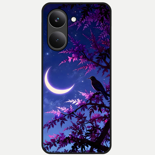  Crow And Moon Scenery Glass Case For Poco X8 Pro back cover – full design glossy printed glass finish
