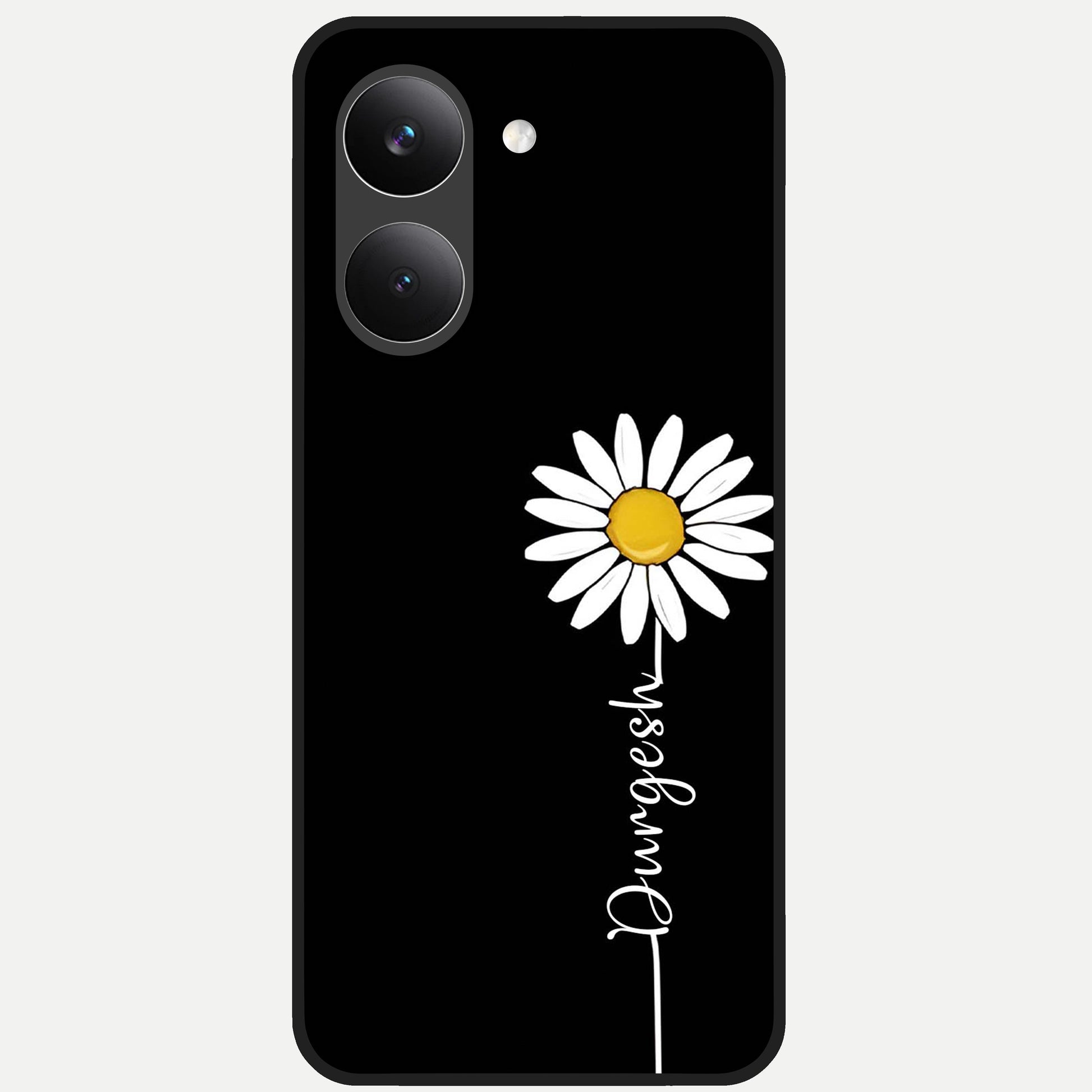  Custom Name White Flower Glass Case For Poco X8 Pro back cover – full design glossy printed glass finish