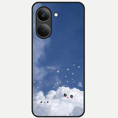  Cute Blossom Cloud Glass Case For Poco X8 Pro back cover – full design glossy printed glass finish