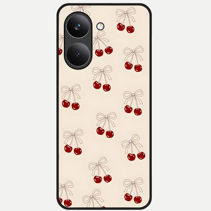  Cute Cherry Pattern Glass Case For Poco X8 Pro back cover – full design glossy printed glass finish